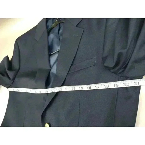 LRL Ralph Lauren Blazer Sport Coat Jacket Sz 41R Navy Blue Gold Button 100% Wool - Picture 2 of 14